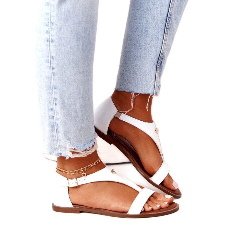 Dámské kožené sandály Nicole 2648 White Metallic bílý