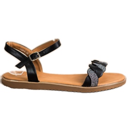 Cm Paris Černé sandály s třpytkami černý