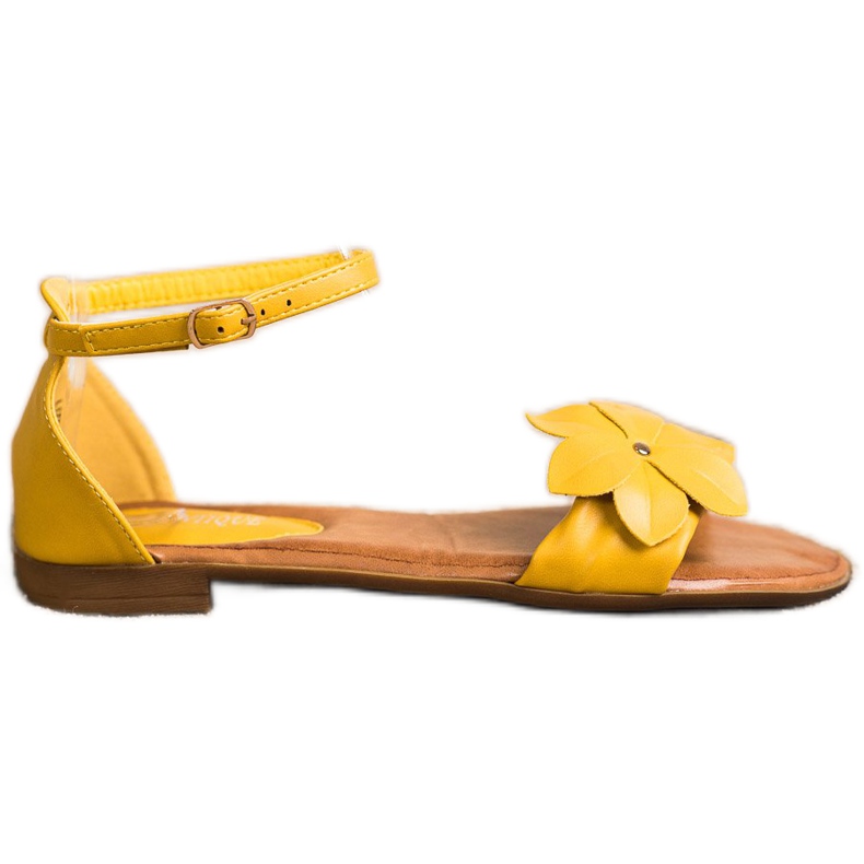 Diamantique Žluté sandály s květinou žlutá