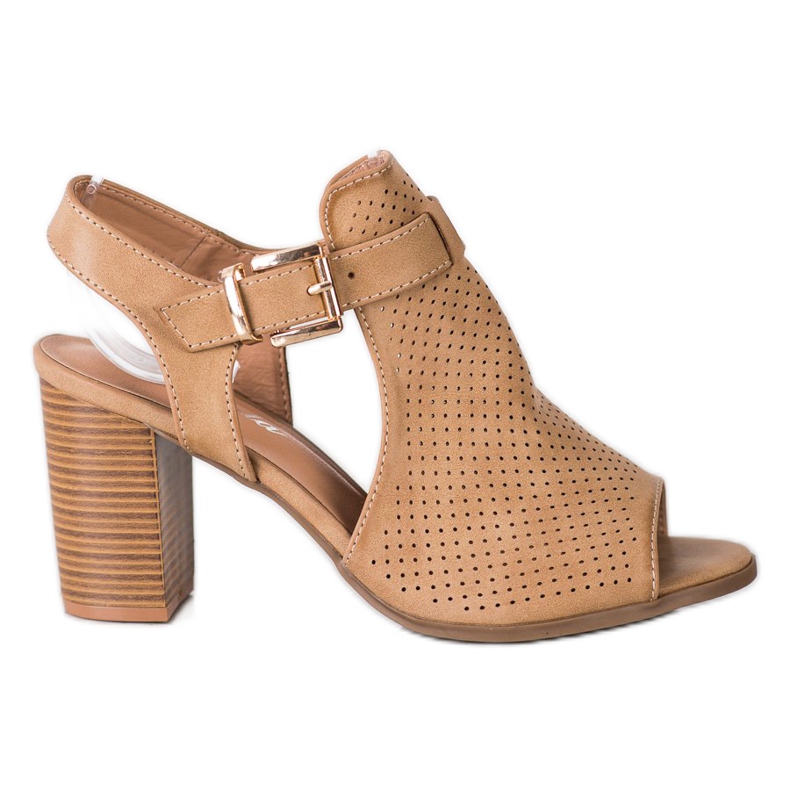 Renda Vestavěné sandály s eko kůží béžový hnědý