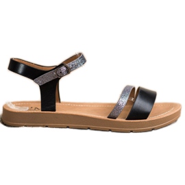 Cm Paris Stylové sandály s třpytkami černý šedá