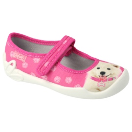 Dětské pantofle Befado 114x456 Pink s aplikací růžový
