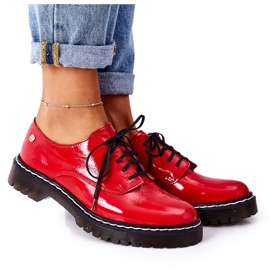Dámské kožené boty Oxfords Maciejka 04087-08 červené červený
