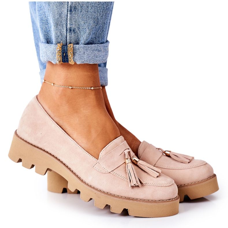 Semišové mokasíny Lewski Shoes 3053 Cappuccino béžový