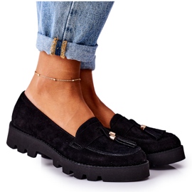 Semišové mokasíny Lewski Shoes 3053 Black černý