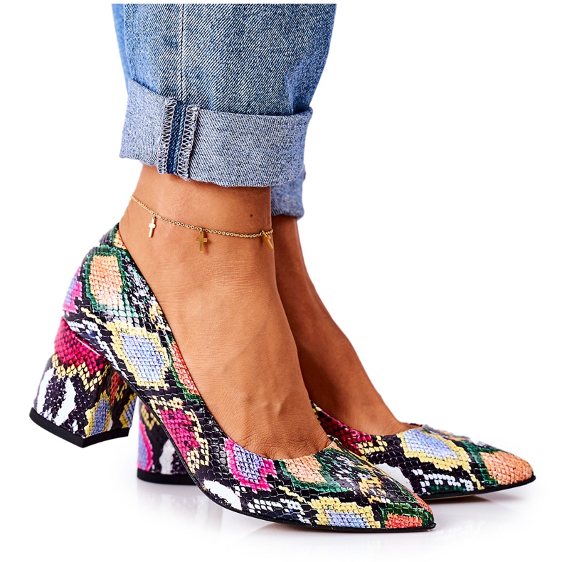 Lewski Shoes Kožené lodičky se vzorem hadí kůže, boty Lewski 2801, barevné vícebarevný