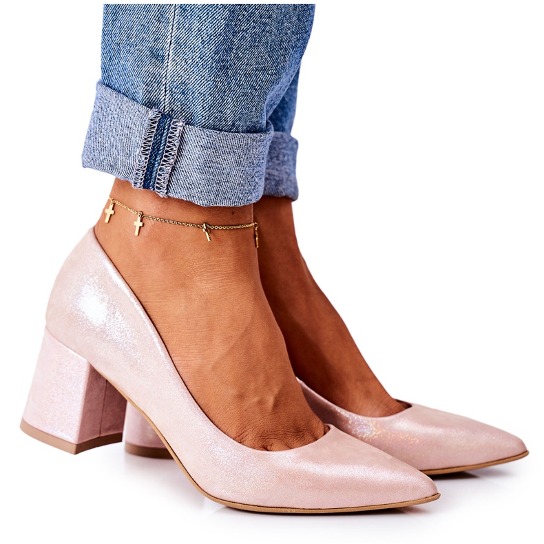 Lewski Shoes Saténové lodičky se zvířecím vzorem boty Lewski 2801 růžové růžový