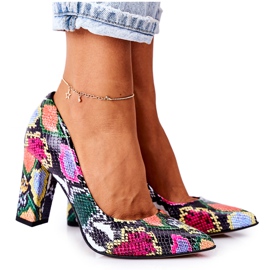 Lewski Shoes Kožené lodičky se vzorem hadí kůže, boty Lewski 2453, barevné vícebarevný Lewski Shoes Kožené lodičky se vzorem hadí kůže, boty Lewski 2453, barevné vícebarevný