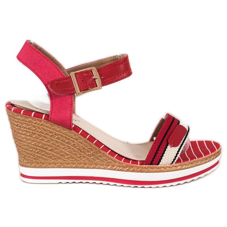 SHELOVET Sandály na klínku červené