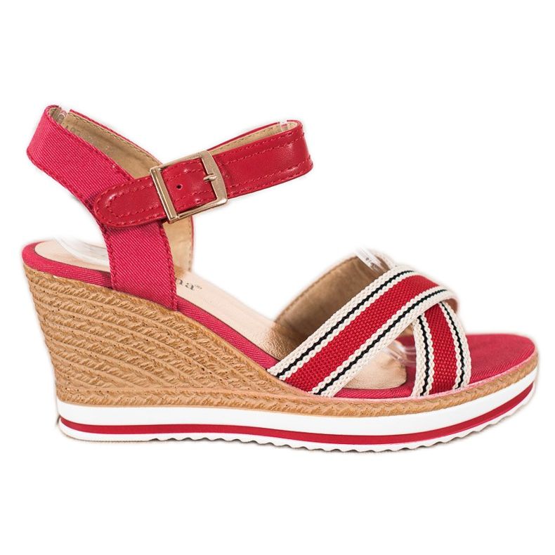 SHELOVET Sandály na klínku červené