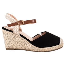Cm Paris Semišové espadrilky na klínku béžový černý