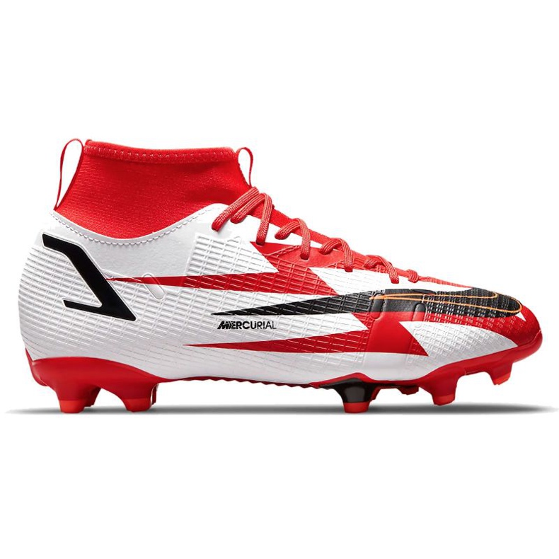 Kopačky Nike Superfly 8 Academy CR7 Mg Jr DB2672-600 šedá / stříbrná, bílá, červená bílý