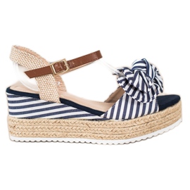 Sweet Shoes Espadrilové sandály s pruhy béžový námořnická modř