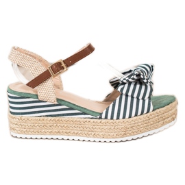Sweet Shoes Espadrilové sandály s pruhy zelený