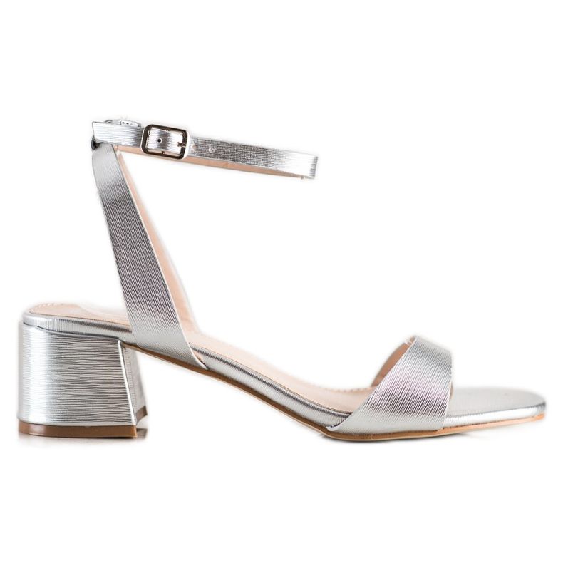 SHELOVET Elegantní stříbrné sandály stříbrný