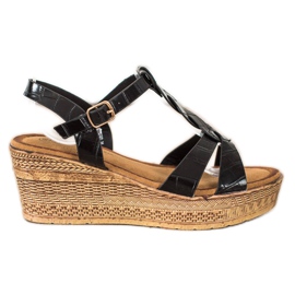 Queentina Ekologické kožené sandály černý