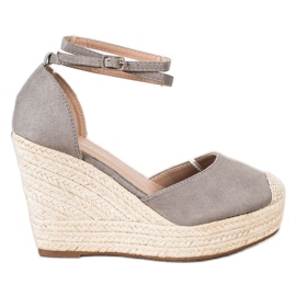 Queentina Stylové espadrilky na vysokém klínu šedá