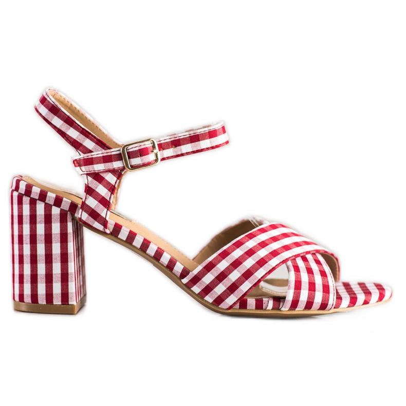 SHELOVET Módní kostkované sandály červené