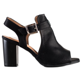 Renda Vestavěné sandály s eko kůží černý