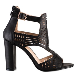 Renda Prolamované módní sandály černý