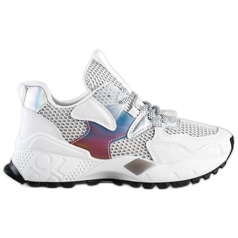 SHELOVET Módní tenisky se síťovinou bílý