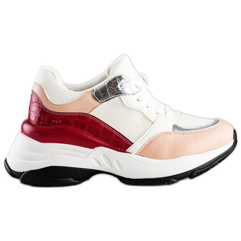SHELOVET Stylové BÍLÉ A RŮŽOVÉ tenisky bílý růžový