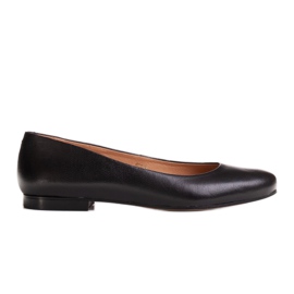 Marco Shoes Balerínky z černé zrnité kůže černý