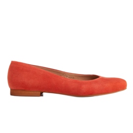Marco Shoes Semišové kožené balerínky pomerančový