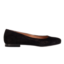 Marco Shoes Postříbřené semišové kožené balerínky černá Marco Shoes Postříbřené semišové kožené balerínky černá