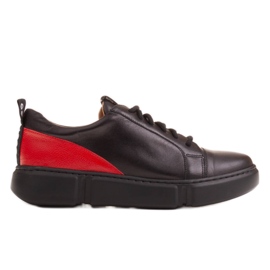 Marco Shoes Černé kožené tenisky s vložkou na patě černý