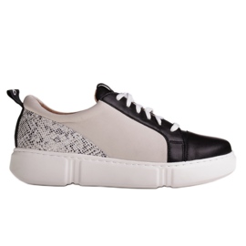 Marco Shoes Lehké černé kožené tenisky s vložkou béžový černý