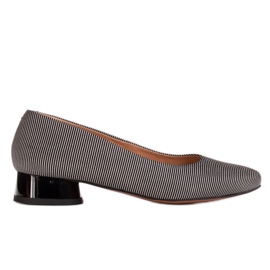 Marco Shoes Pruhované balerínky z lícové kůže černý