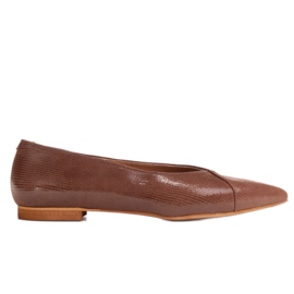 Marco Shoes Hnědé semišové kožené balerínky hnědý Marco Shoes Hnědé semišové kožené balerínky hnědý