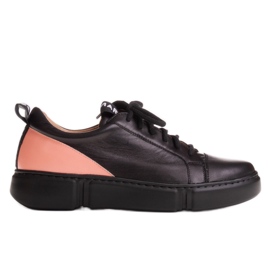 Marco Shoes Kožené tenisky s růžovou vsadkou černý