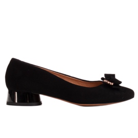 Marco Shoes Černé balerínky s podpatkem z černého laku černý