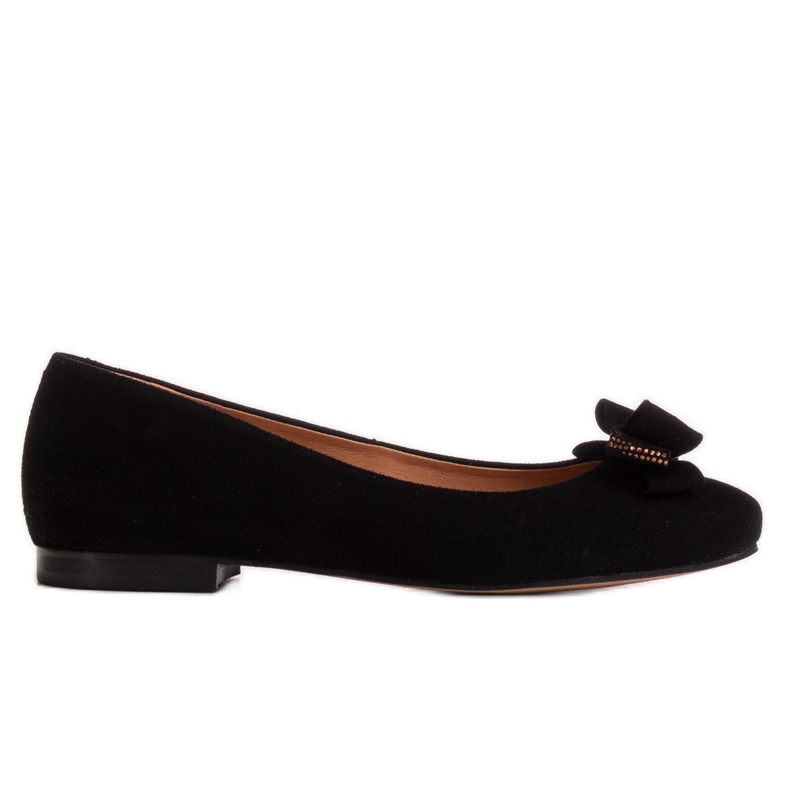 Marco Shoes Černé semišové balerínky s mašlí černá
