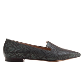 Marco Shoes Hadí kůže lordsy baleríny, lahvově zelená zelený