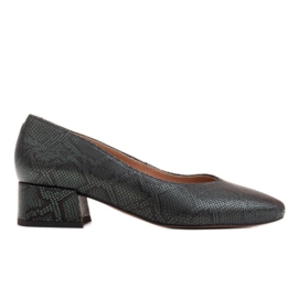 Marco Shoes Lodičky ze zelené hadí kůže s výstřihem do V. zelený