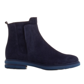 Marco Shoes Lehké boty zateplené plochým dnem z přírodní kůže námořnická modř