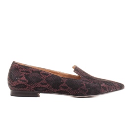 Marco Shoes Lordsy balerínky ze semišové kůže ve vzoru hadí kůže černý
