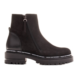 Marco Shoes Hladké dámské kozačky se zajímavým, tlustým dnem černý