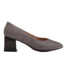 Marco Shoes Dámské lodičky z přírodní, měkké kůže se stříbrnými pruhy černý