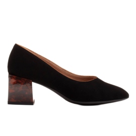 Marco Shoes Dámské lodičky z přírodního semiše s jantarovou patou černý