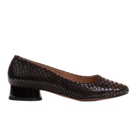 Marco Shoes Baletky z hadí kůže s kulatým podpatkem černý