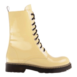 Marco Shoes Vysoké kotníkové boty, kozačky zavázané na průsvitné podrážce žluť