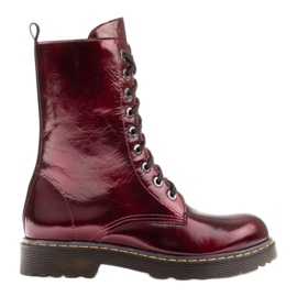 Marco Shoes Vysoké kotníkové boty, kozačky zavázané na průsvitné podrážce červené Marco Shoes Vysoké kotníkové boty, kozačky zavázané na průsvitné podrážce červené