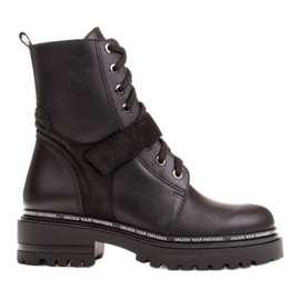 Marco Shoes Dámské kozačky se zajímavým, tlustým spodkem černý