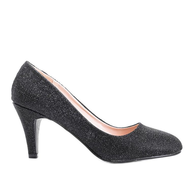 Lesklé černé lodičky na jehlovém podpatku Zarila černá