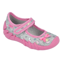 Dětské pantofle Befado 109P218 Pink s lukem růžový