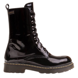 Marco Shoes Vysoké kotníkové boty, kozačky zavázané na průsvitné podrážce černý